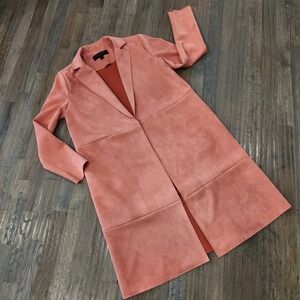 Marc New York Soft Faux Suede Salmon Tan Women Coat Jacket Lagen Pockets Size XS